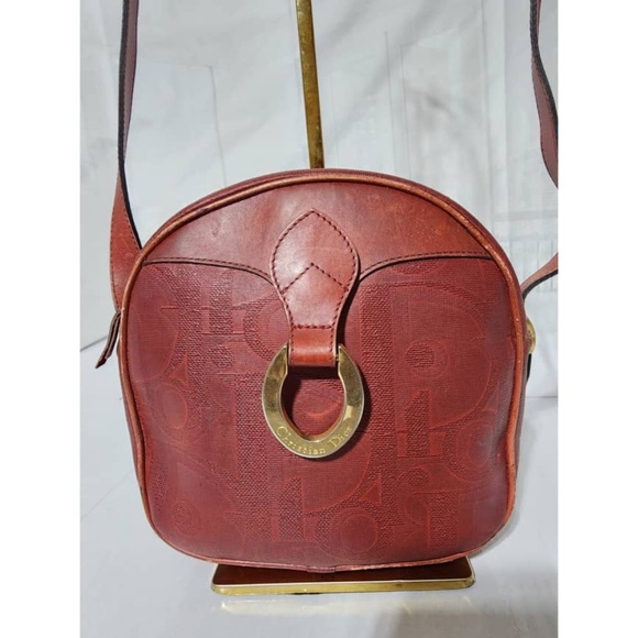 Authentic CHRISTIAN DIOR Vintage Trotter Pattern Crossbody Bag Wine - Picture 3 of 16